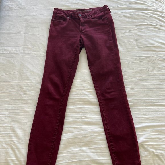 rticles Of Society | Jeans - Burgundy  Size 27  Ankle Length with Frayed bottoms - Picture 1 of 5